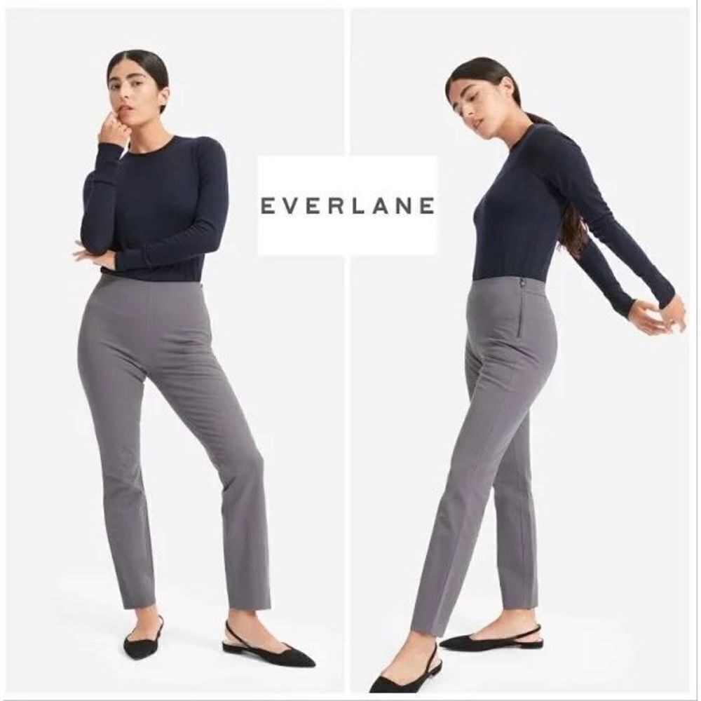 Everlane The Side-Zip Stretch Cotton Pants Blue‎ Gray Women’s 4